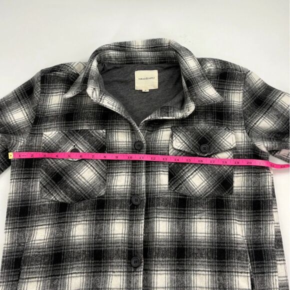 Thread and Supply Black Plaid Button-Up Jacket- Lined - Picture 5 of 7